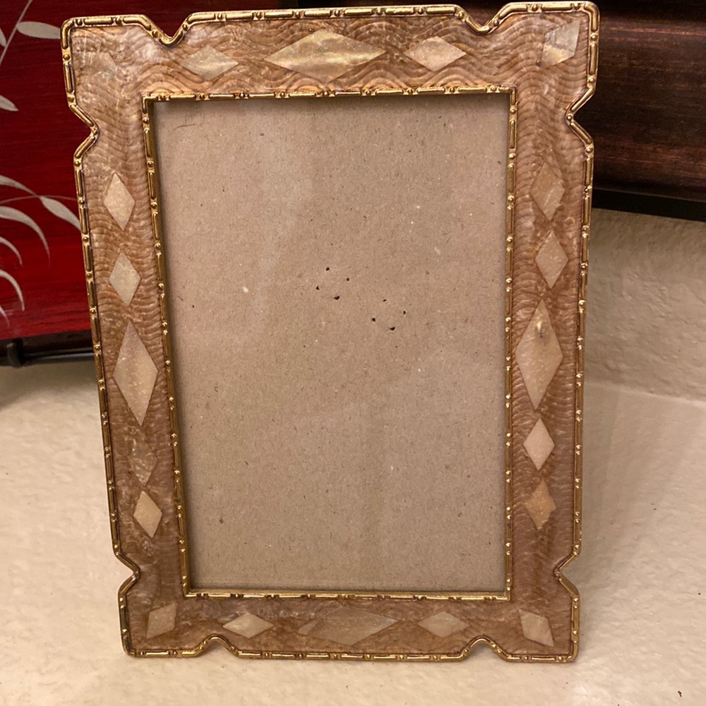 Frame enameled tan, gold & taupe frame
